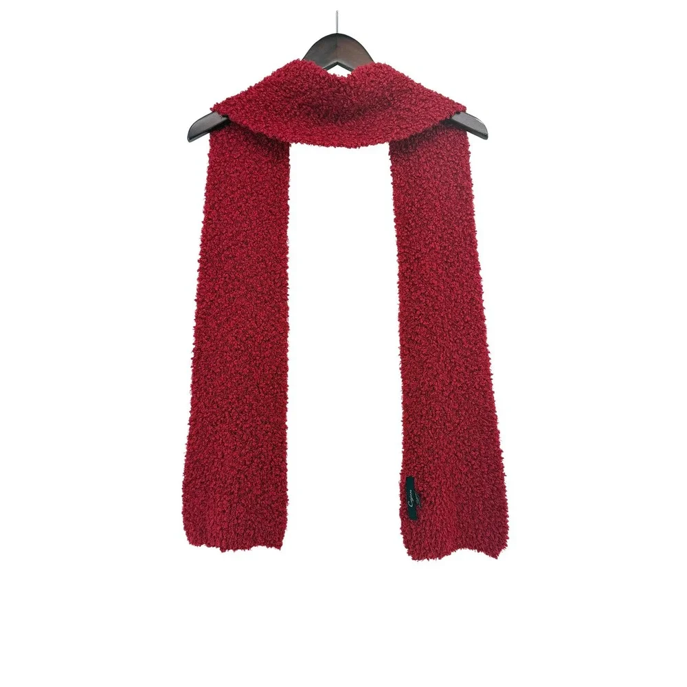 Cejon Burgundy Red Popcorn Knit Metallic Shimmer Fuzzy Scarf Long Rectangular
